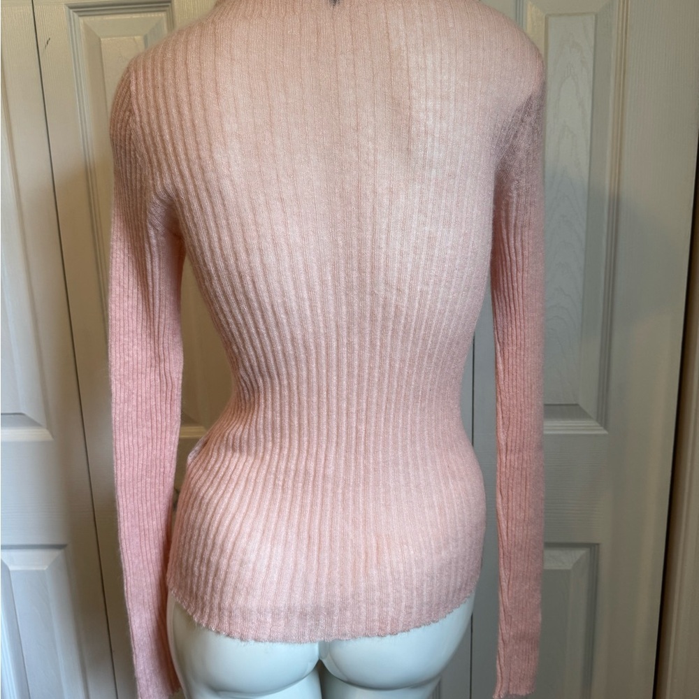 Rag and Bone Pink Ribbed Women Mohair Sweater size S/P Long Sleeve Lightweight - Picture 4 of 10